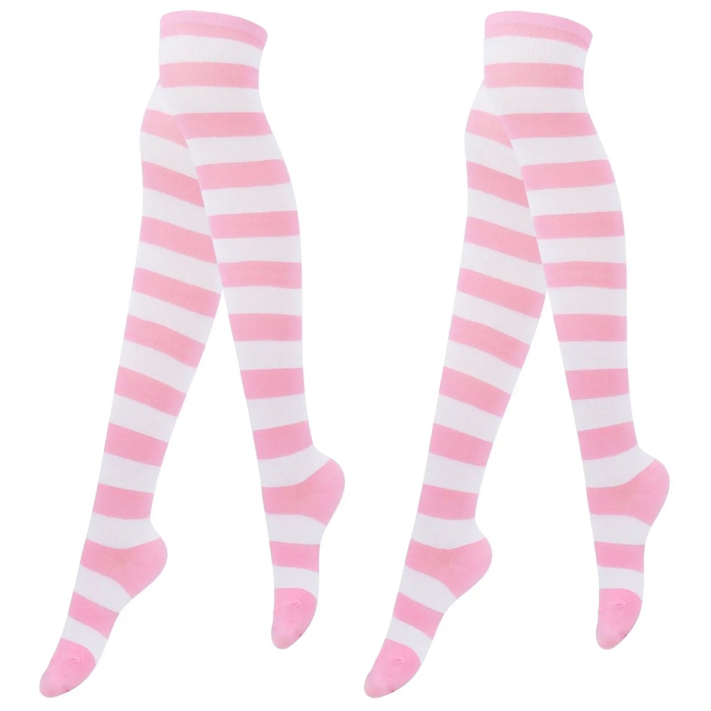 Striped Thigh BlushRoom High Socks