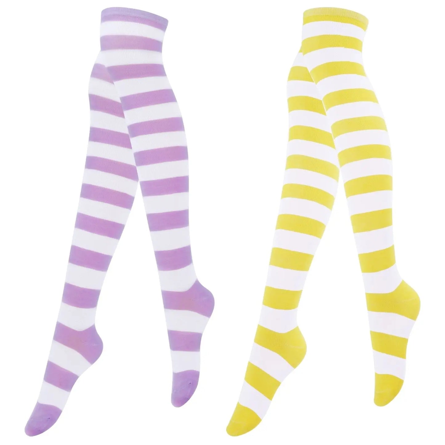 Striped Thigh BlushRoom High Socks