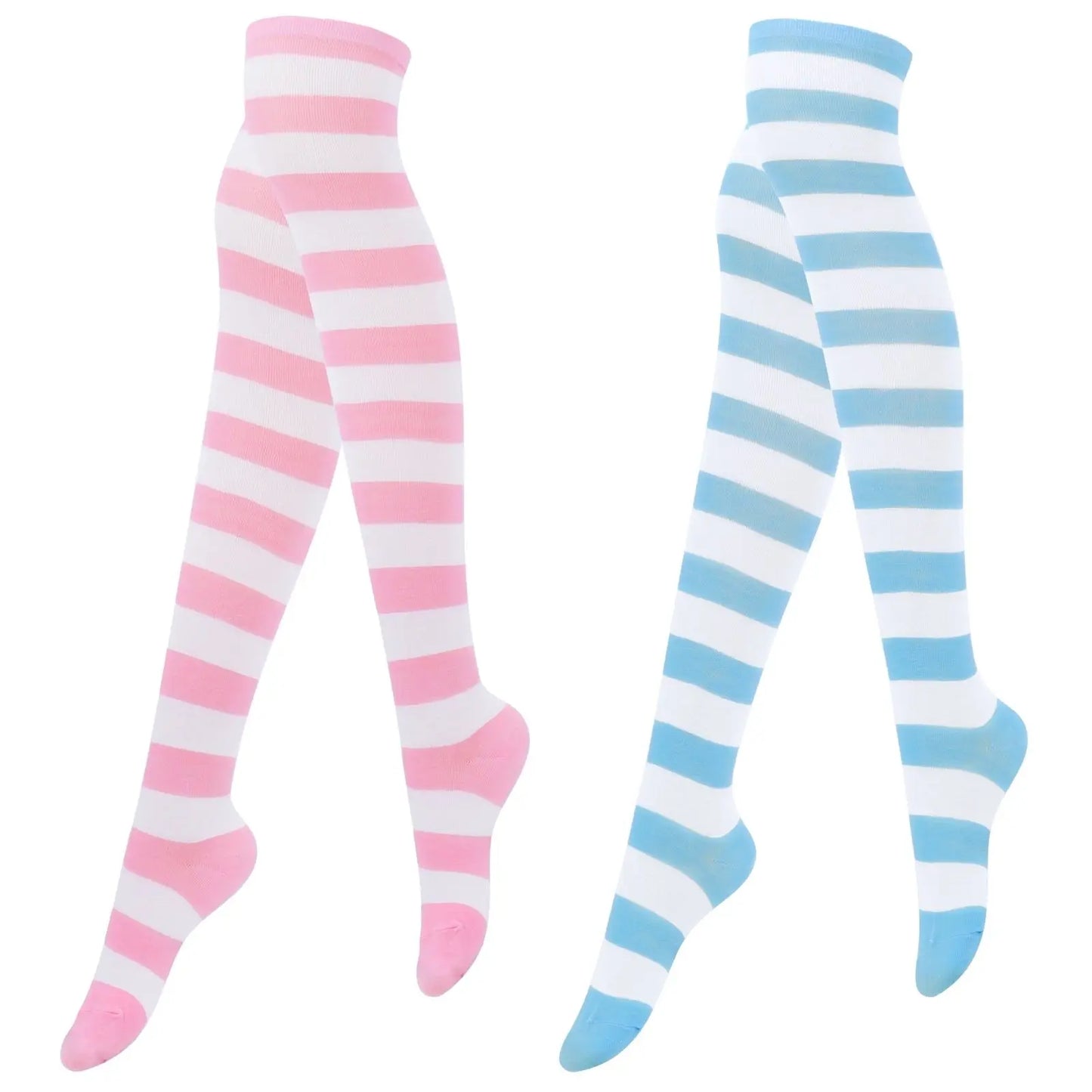 Striped Thigh BlushRoom High Socks