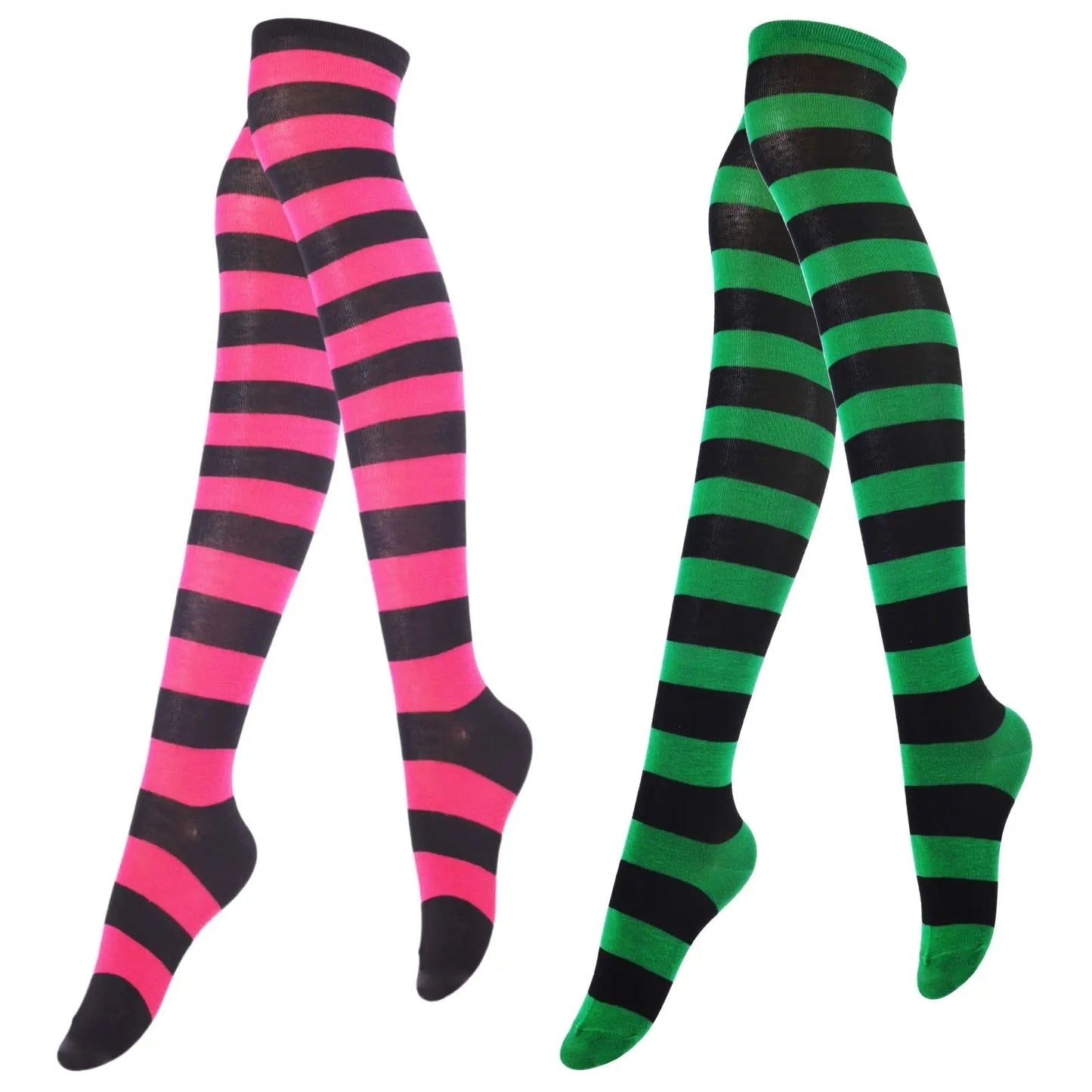 Striped Thigh BlushRoom High Socks