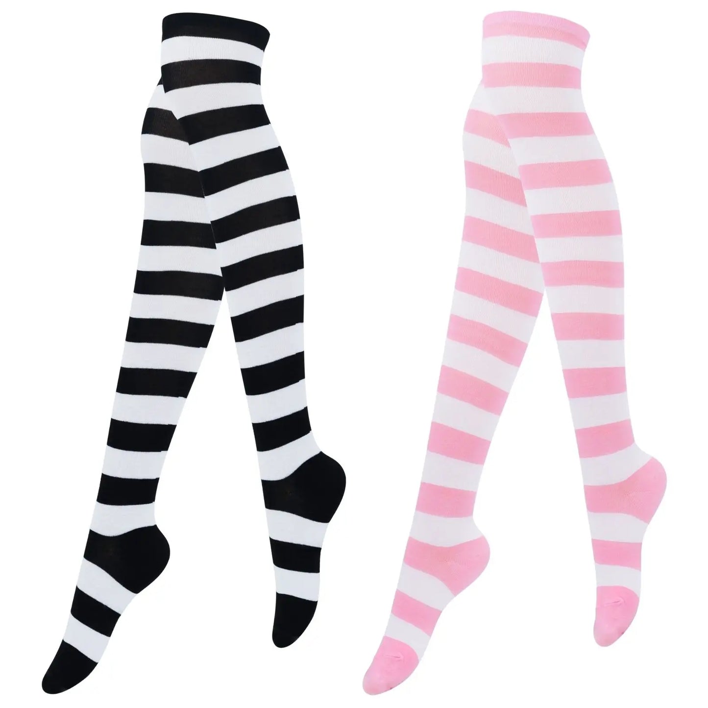 Striped Thigh BlushRoom High Socks